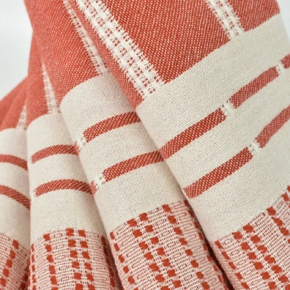 S X S W Desert Red Towel Blanket FLiPSiDE Threads Anthropologie Organic Cotton - Picture 5 of 13